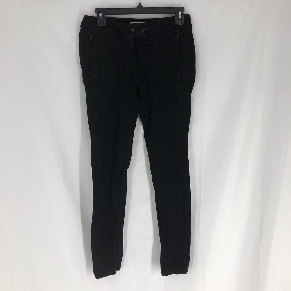 LOFT Black Ponte Knit Skinny Pants Size 2 Zipper Pockets Ankle